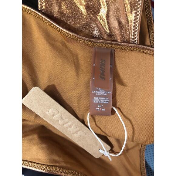 SKIMS Metallic Swim Skimpy Tie Bikini Bottom Penny NWT Size XL - Picture 8 of 11